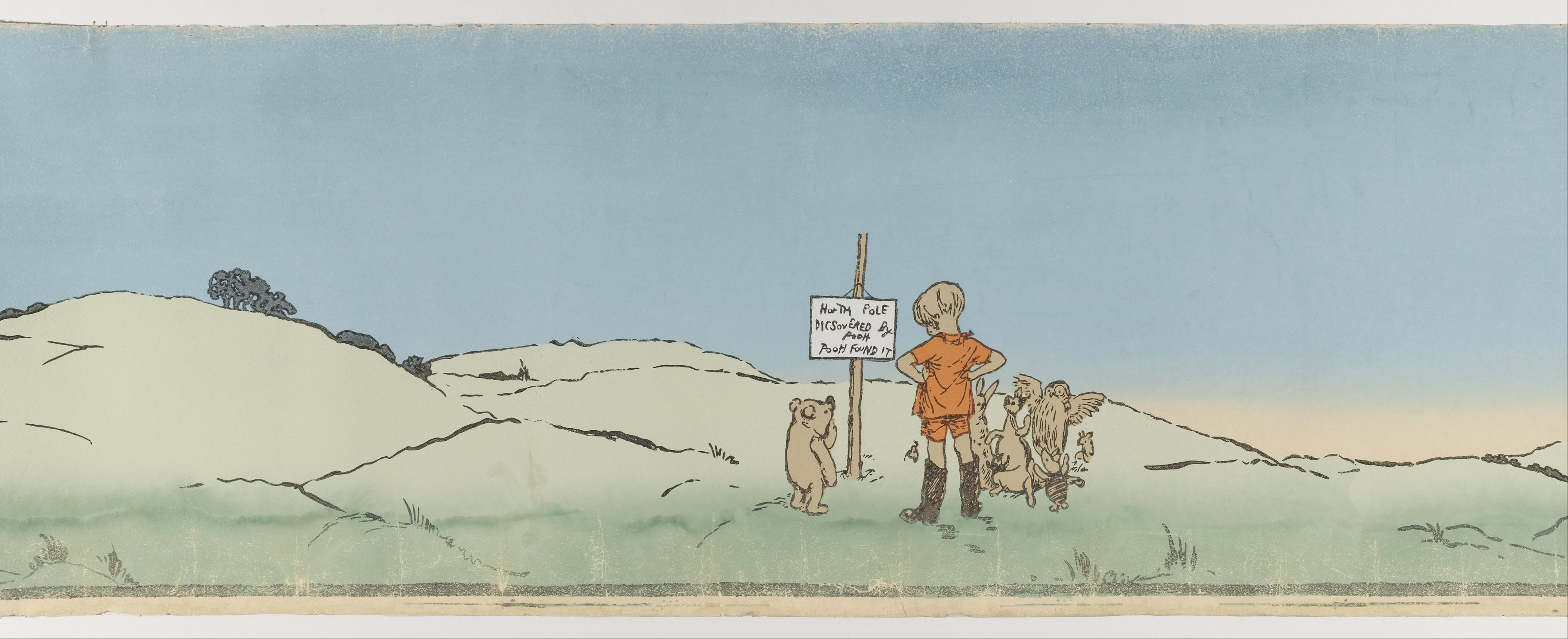 Винни-Пух смотрит в небо. Иллюстрация Эрнеста Шепарда, 1926